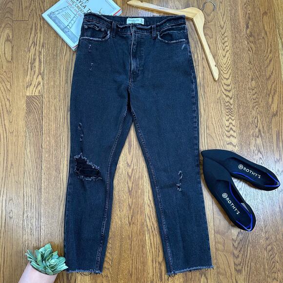 Abercrombie & Fitch Black Distressed The Skinny High Rise Jeans - Picture 1 of 7